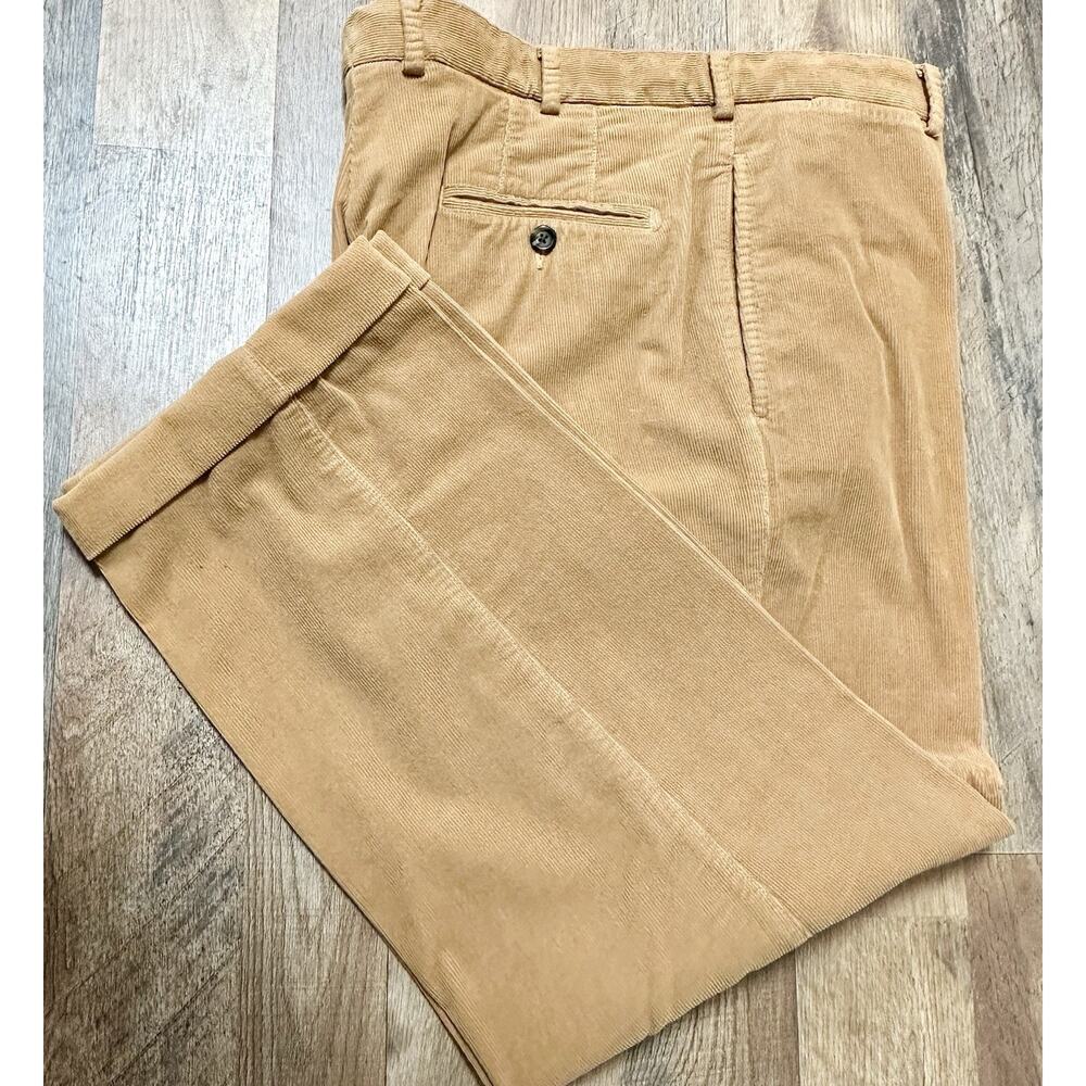 Peter Millar Luxury Corduroy Trousers Pants Pima Cotton Stretch Sz 36 Tan Cuffed